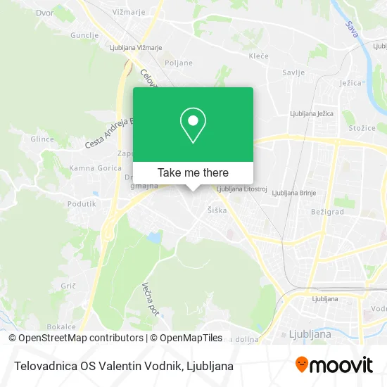 Telovadnica OS Valentin Vodnik map