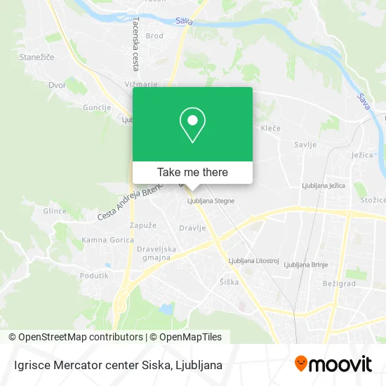 Igrisce Mercator center Siska map