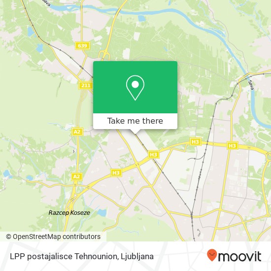 LPP postajalisce Tehnounion map