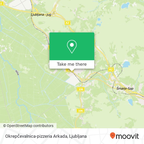 Okrepčevalnica-pizzeria Arkada, Dolenjska cesta 1291 Skofljica map