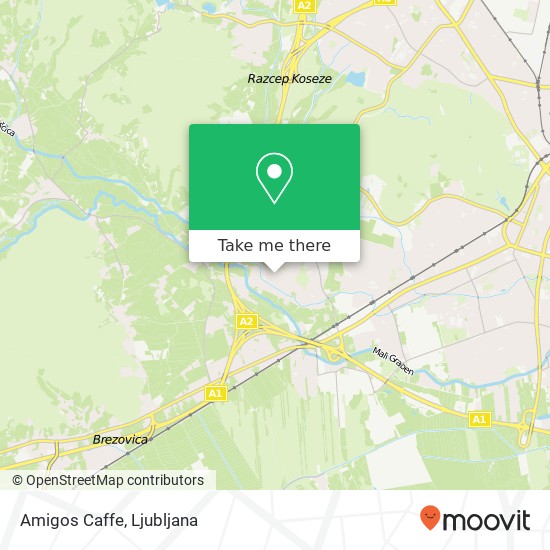 Amigos Caffe, Cesta na Vrhovce 1000 Ljubljana map
