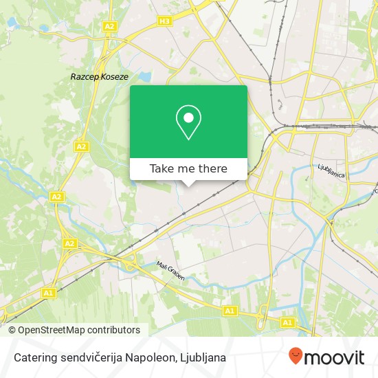Catering sendvičerija Napoleon, Rozna Dolina-cesta XV 1000 Ljubljana map
