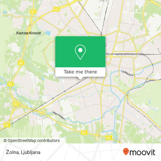 Žolna, Cesta v Rozno dolino 1000 Ljubljana map