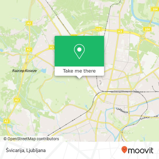 Švicarija, Tivoli 1000 Ljubljana map