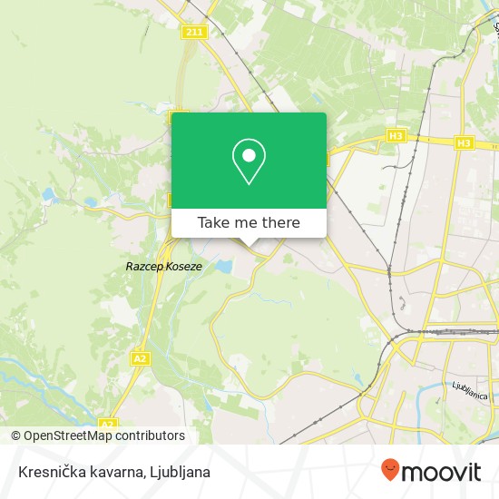 Kresnička kavarna, Podutiska cesta 1000 Ljubljana map