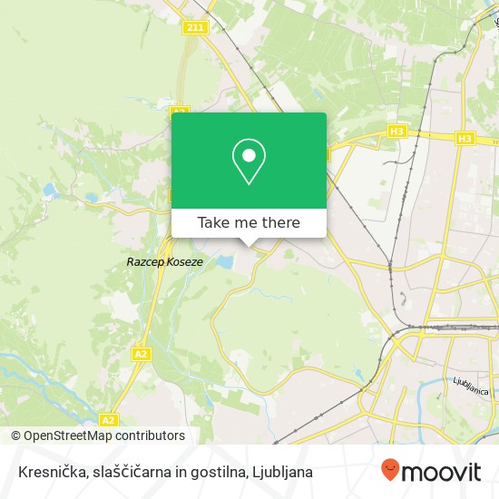 Kresnička, slaščičarna in gostilna, Zigonova ulica 1000 Ljubljana map