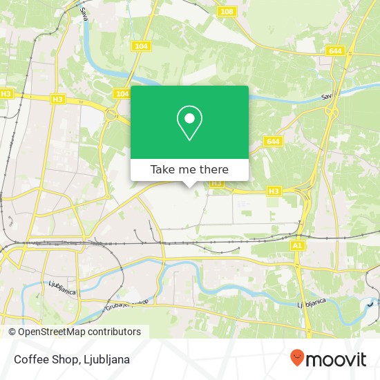 Coffee Shop, Moskovska ulica 1000 Ljubljana map