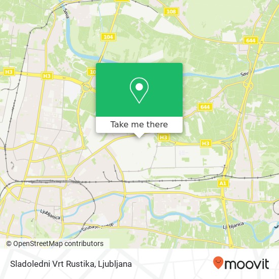 Sladoledni Vrt Rustika, Ulica gledalisca BTC 1000 Ljubljana map