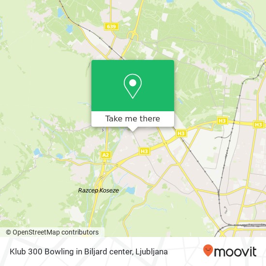 Klub 300 Bowling in Biljard center, Regentova cesta 1000 Ljubljana map