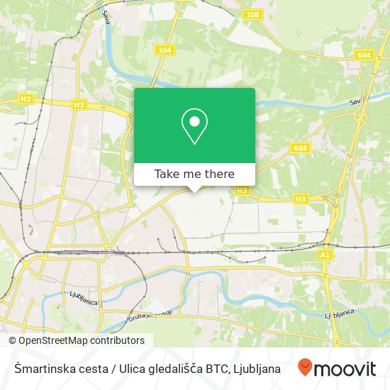 Šmartinska cesta / Ulica gledališča BTC map