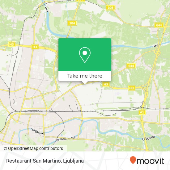 Restaurant San Martino, Ulica gledalisca BTC 1000 Ljubljana map