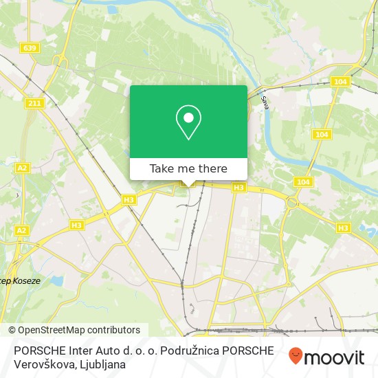 PORSCHE Inter Auto d. o. o. Podružnica PORSCHE Verovškova map