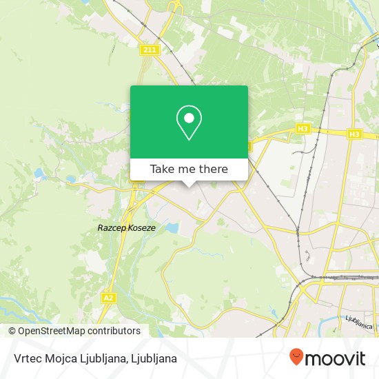 Vrtec Mojca Ljubljana map