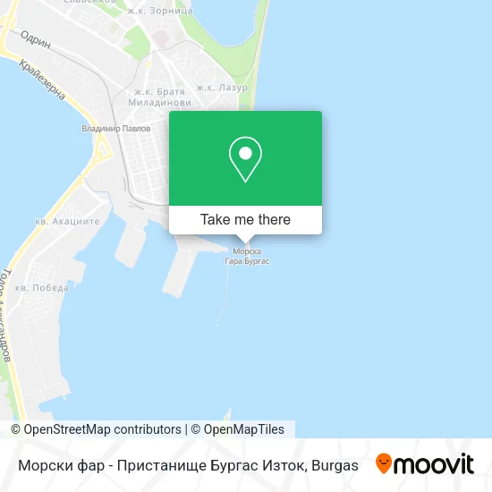 Карта Морски фар - Пристанище Бургас Изток