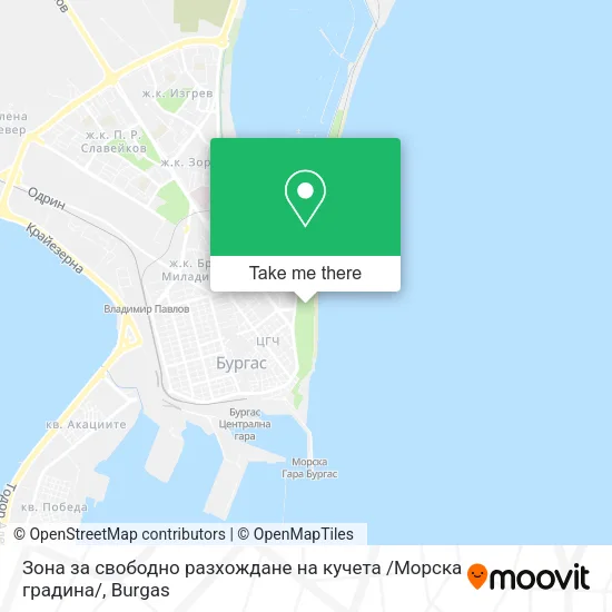 Карта Зона за свободно разхождане на кучета /Морска градина/