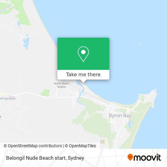 Mapa Belongil Nude Beach start