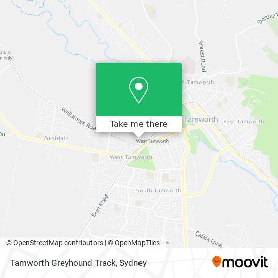 Mapa Tamworth Greyhound Track