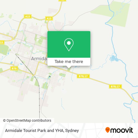 Armidale Tourist Park and YHA map