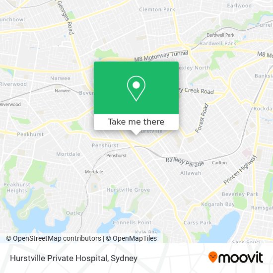 Mapa Hurstville Private Hospital