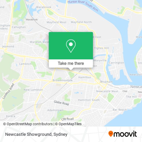 Mapa Newcastle Showground