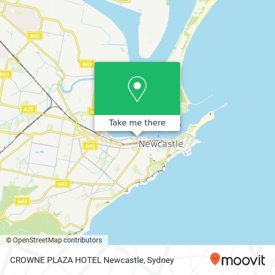 CROWNE PLAZA HOTEL Newcastle map