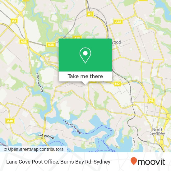 Lane Cove Post Office, Burns Bay Rd map