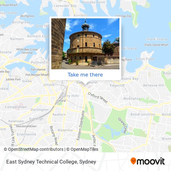 Mapa East Sydney Technical College