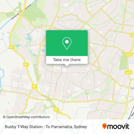 Mapa Busby T-Way Station - To Parramatta