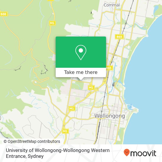 Mapa University of Wollongong-Wollongong Western Entrance