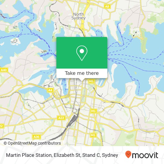 Martin Place Station, Elizabeth St, Stand C map