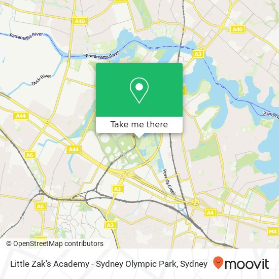 Mapa Little Zak's Academy - Sydney Olympic Park