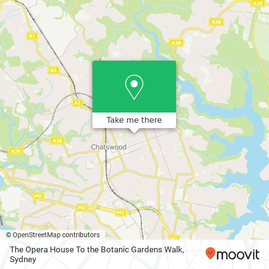 The Opera House To the Botanic Gardens Walk map