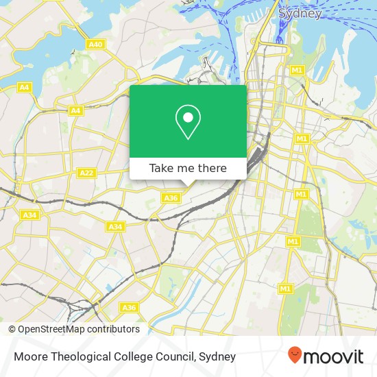 Mapa Moore Theological College Council
