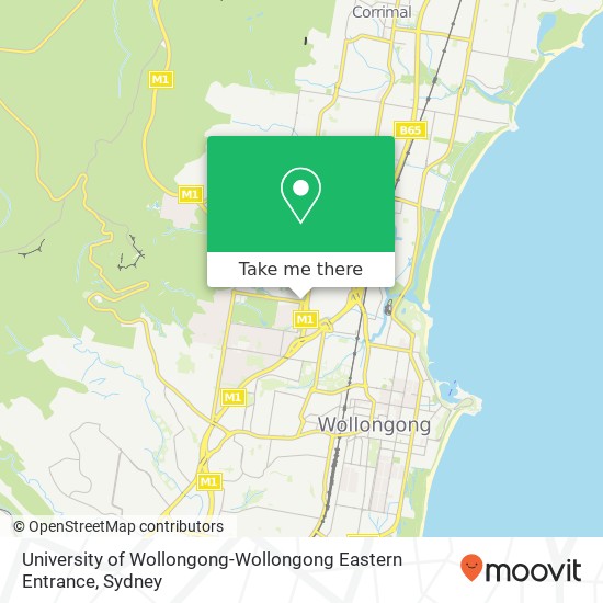 Mapa University of Wollongong-Wollongong Eastern Entrance