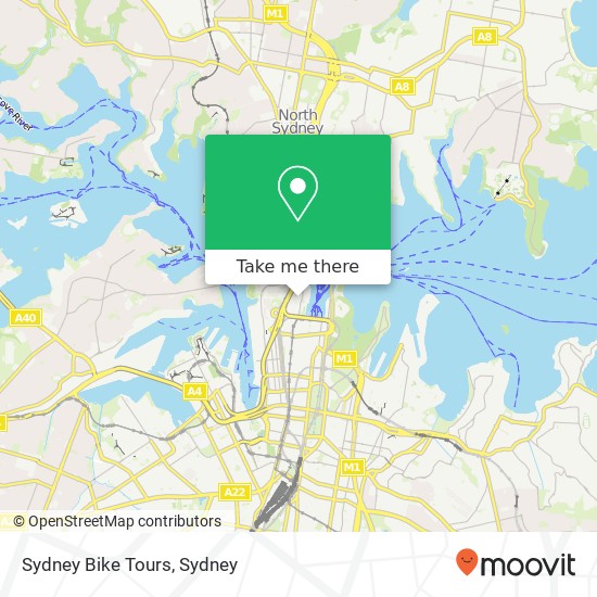 Sydney Bike Tours map