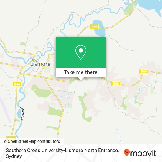 Mapa Southern Cross University-Lismore North Entrance