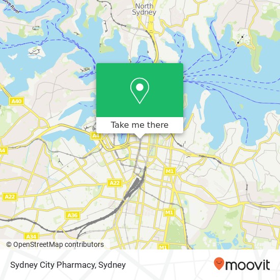 Mapa Sydney City Pharmacy