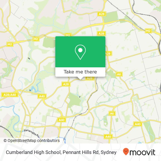 Mapa Cumberland High School, Pennant Hills Rd