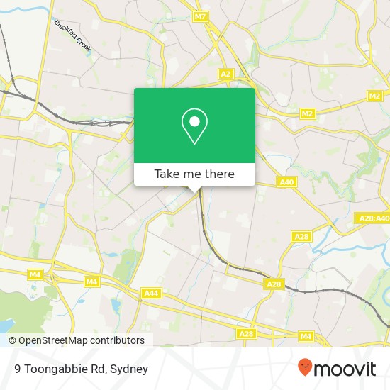 Mapa 9 Toongabbie Rd