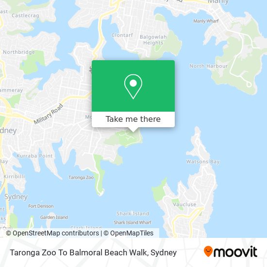 Mapa Taronga Zoo To Balmoral Beach Walk