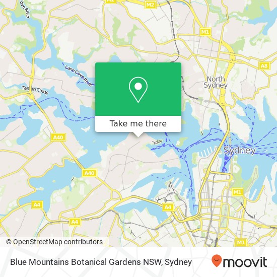 Mapa Blue Mountains Botanical Gardens NSW