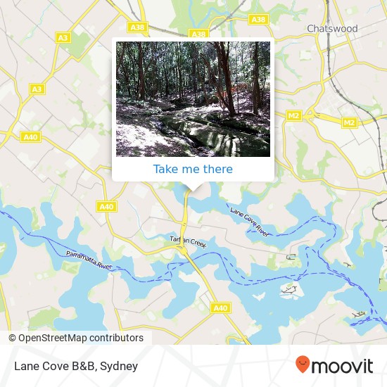 Lane Cove B&B map