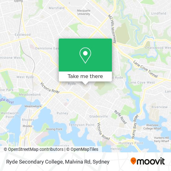 Mapa Ryde Secondary College, Malvina Rd