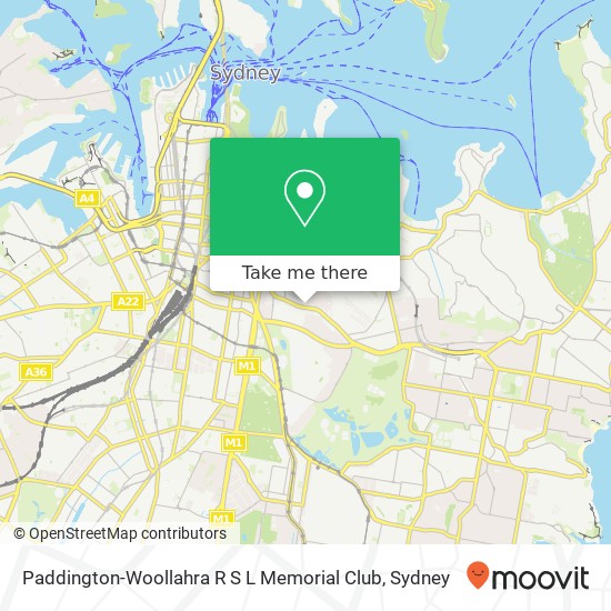 Mapa Paddington-Woollahra R S L Memorial Club