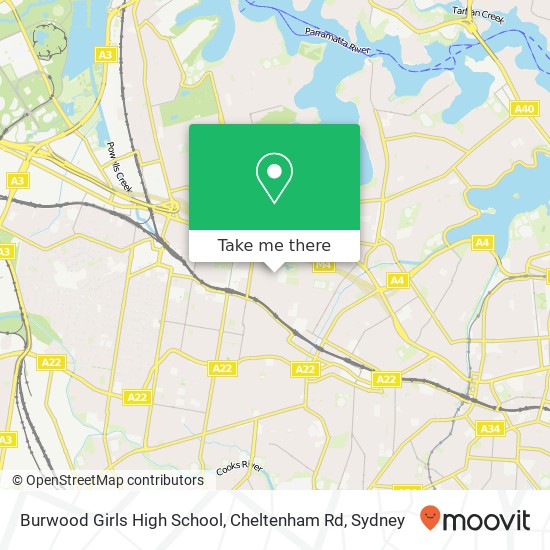 Mapa Burwood Girls High School, Cheltenham Rd