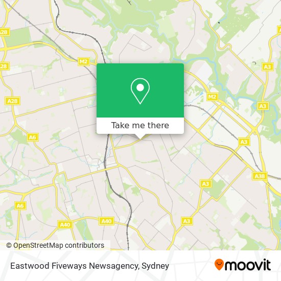 Eastwood Fiveways Newsagency map