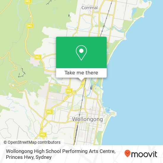 Mapa Wollongong High School Performing Arts Centre, Princes Hwy