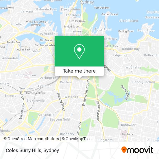 Mapa Coles Surry Hills