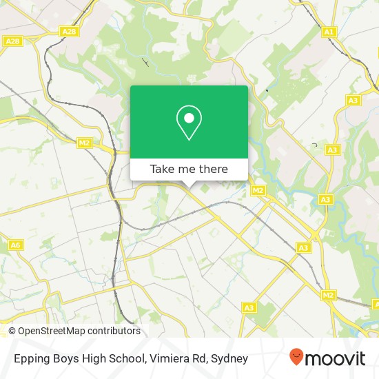 Mapa Epping Boys High School, Vimiera Rd