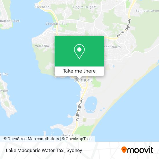 Lake Macquarie Water Taxi map